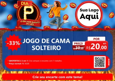 Modelo de Cartaz para Cartaz A4 Horizontal com o tema Dia P - O Dia Mais Barato Do Mês para Cama, Mesa e Banho