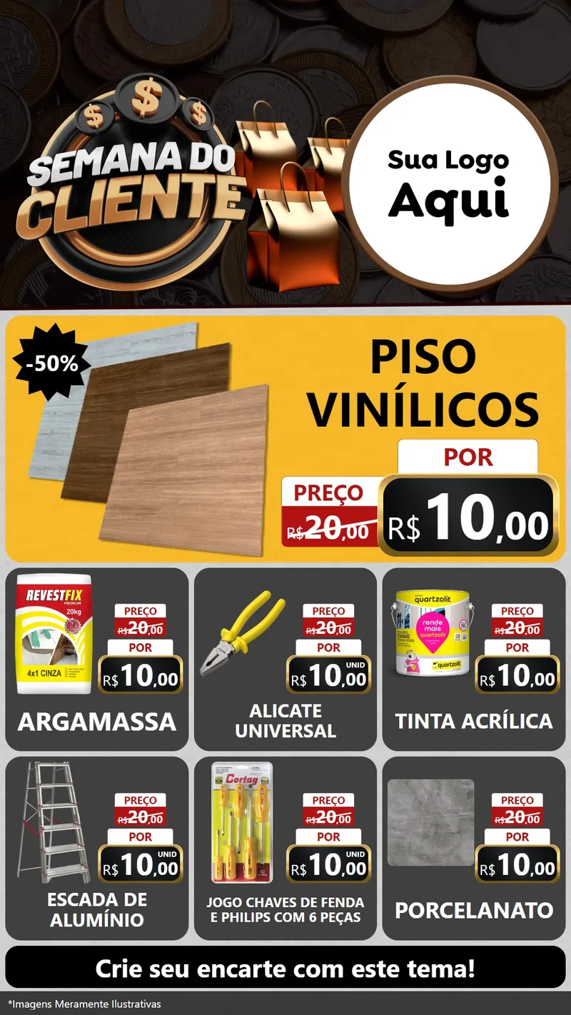 Modelo de Rede Social para Stories com o tema Semana do Cliente para Material para Construção