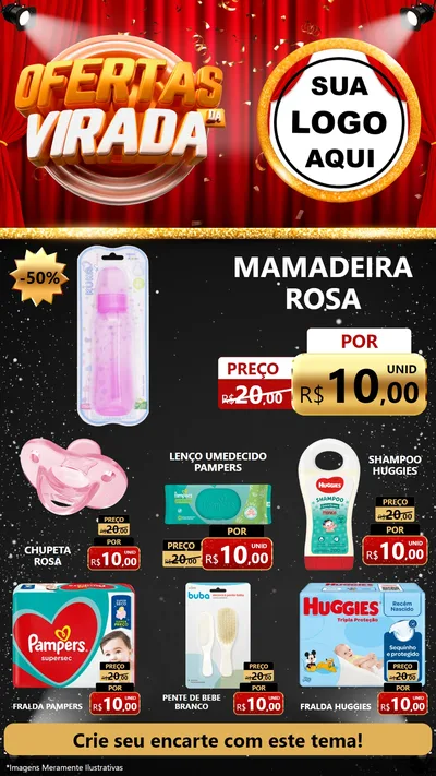 Modelo de Rede Social para Stories com o tema Ofertas da Virada para Bebês