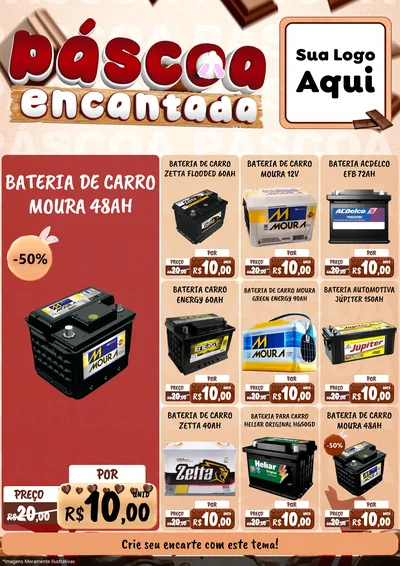 Modelo de Encarte para Encarte A4 Vertical com o tema Páscoa Encantada para Baterias Elétricas