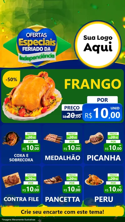 Modelo de Rede Social para Stories com o tema Ofertas Especiais Feriado da Independência para Assados