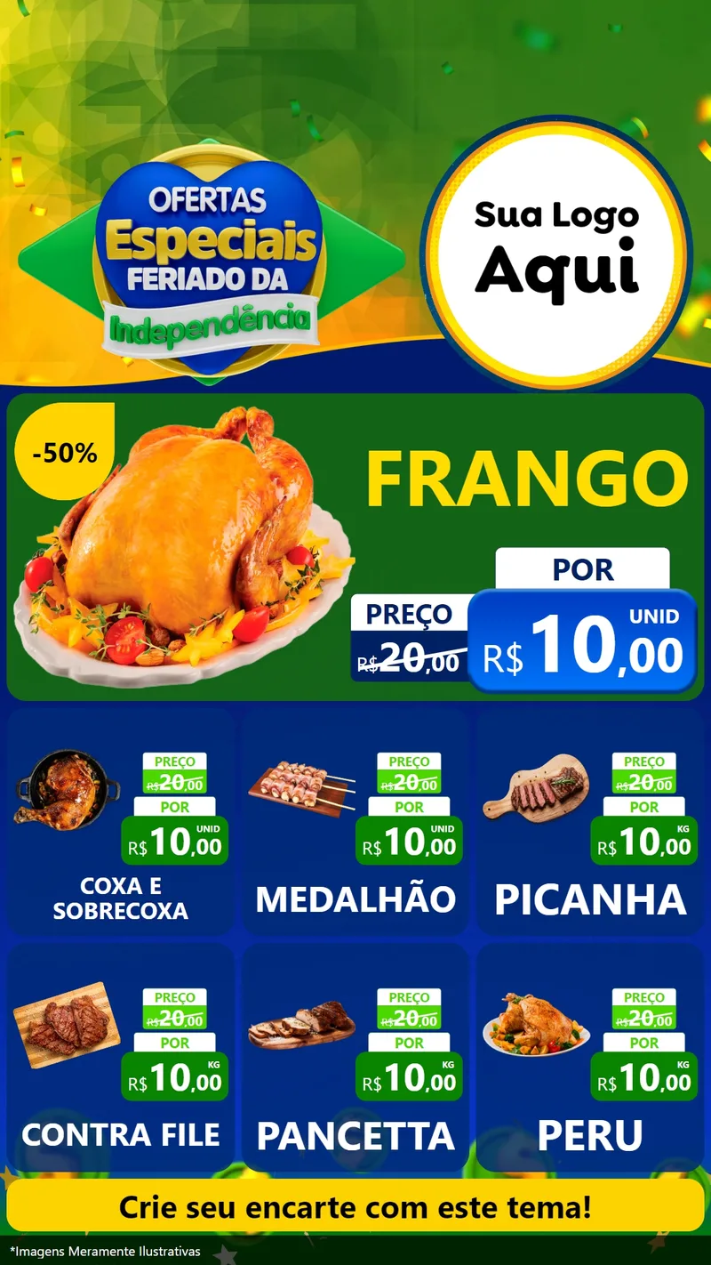 Modelo de Rede Social para Stories com o tema Ofertas Especiais Feriado da Independência para Assados