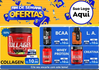 Modelo de Encarte para Encarte A4 Horizontal com o tema Fim de Semana de Ofertas para Suplementos alimentares