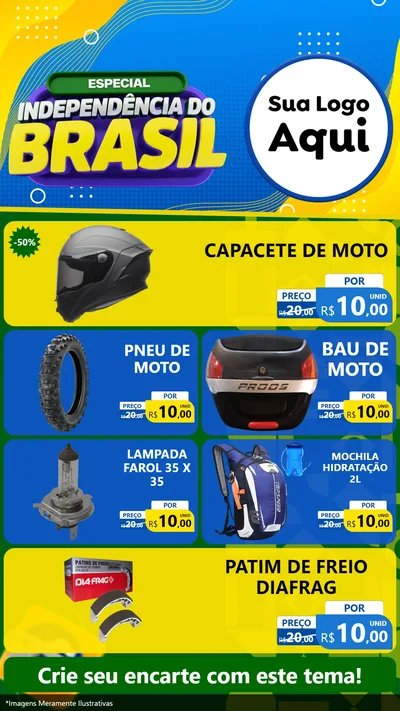 Modelo de TV para TV Vertical com o tema Especial Independência do Brasil para Moto peças