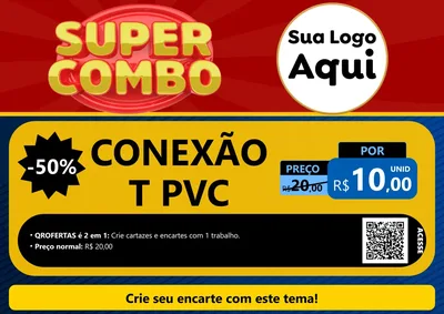 Modelo de Cartaz para Cartaz A4 Horizontal com o tema Super Combo para Tubos e conexões