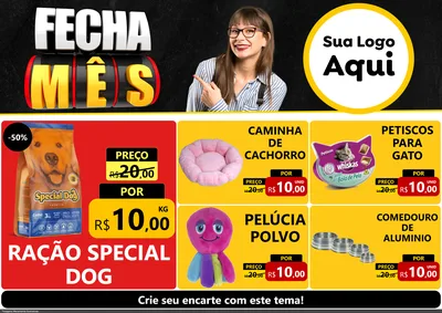 Modelo de Encarte para Encarte A4 Horizontal com o tema Fecha Mês para Pet Shop