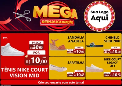 Modelo de Encarte para Encarte A4 Horizontal com o tema Mega Reinauguração para Calçados