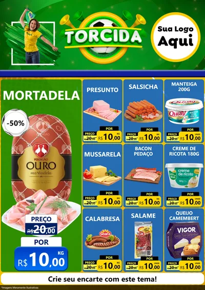 Modelo de Encarte para Encarte A4 Vertical com o tema Torcida para Frios e Laticínios
