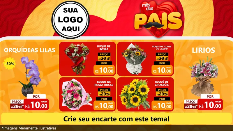 Modelo de TV para TV Horizontal com o tema Mês Dos Pais para Floricultura e jardim