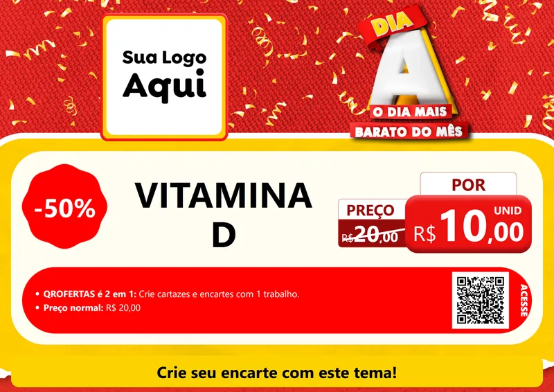 Modelo de Cartaz para Cartaz A4 Horizontal com o tema Dia A o Dia Mais Barato do Mês para Farmácia