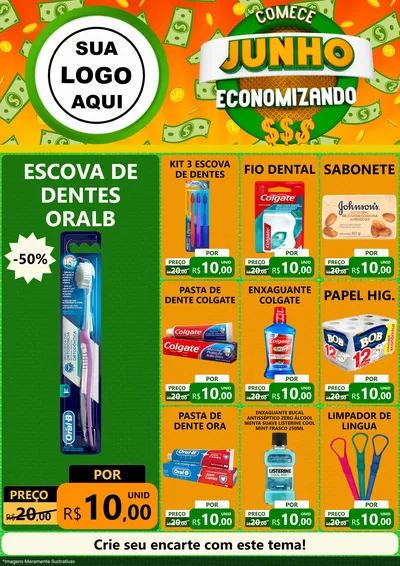 Modelo de Encarte para Encarte A4 Vertical com o tema Comece Junho Economizando para Higiene Pessoal