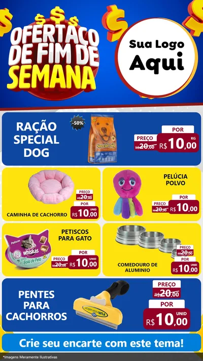 Modelo de TV para TV Vertical com o tema Ofertaço de Fim de Semana para Pet Shop