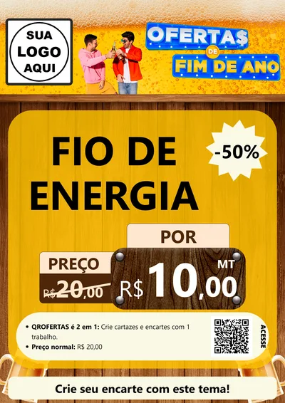 Modelo de Cartaz para Cartaz A4 Vertical com o tema Ofertas de Fim de Ano para Materiais Elétricos