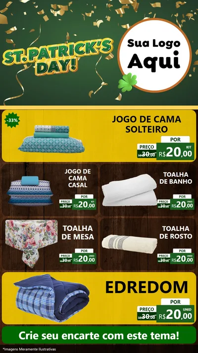 Modelo de TV para TV Vertical com o tema St Patriks Day para Cama, Mesa e Banho