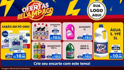 Modelo de TV para TV Horizontal com o tema Ofertas Relâmpago para Produtos de Limpeza