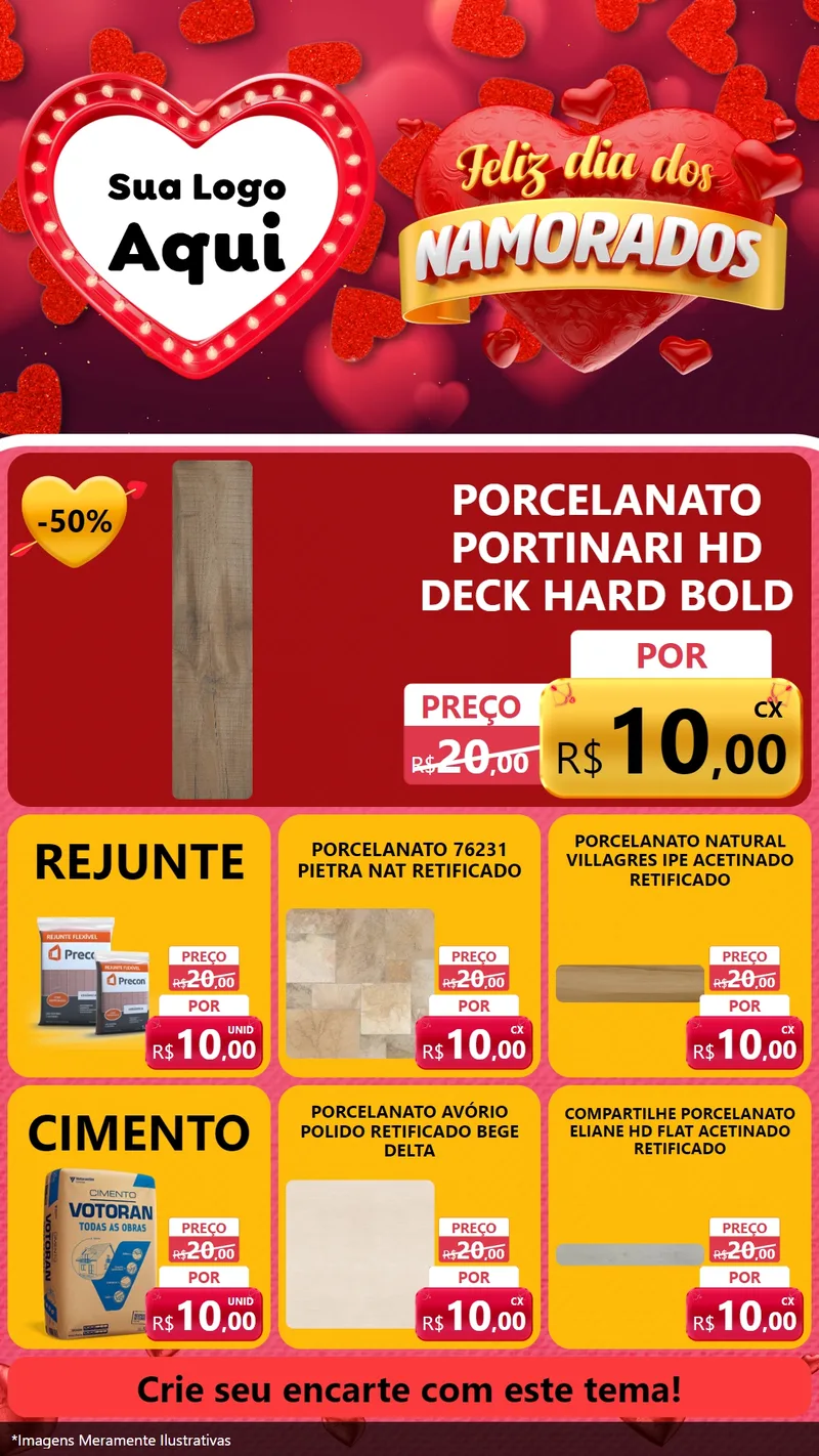 Modelo de Rede Social para Stories com o tema Feliz Dia Dos Namorados para Pisos e revestimentos