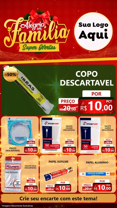 Modelo de Rede Social para Stories com o tema Alegria em Família Super Ofertas - Natal para Embalagens