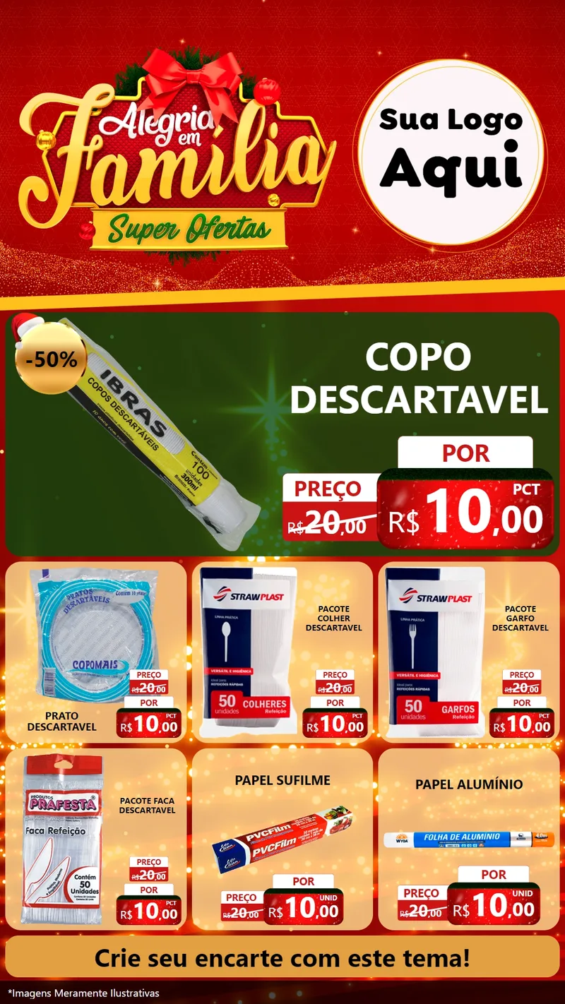 Modelo de Rede Social para Stories com o tema Alegria em Família Super Ofertas - Natal para Embalagens