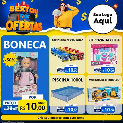 Modelo de Rede Social para Feed Facebook com o tema Sextou de Ofertas para Brinquedos
