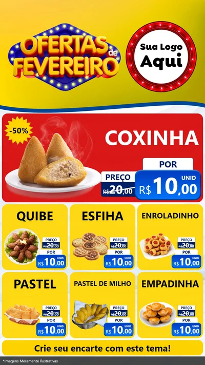 Modelo de Rede Social para Stories com o tema Ofertas de Fevereiro para Salgadaria