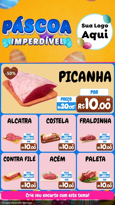 Modelo de Rede Social para Stories com o tema Páscoa Imperdível para Açougue