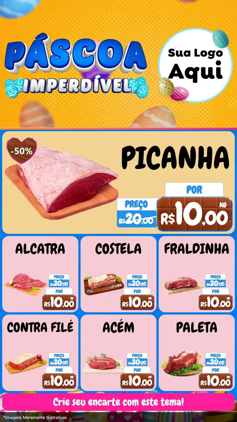 Modelo de Rede Social para Stories com o tema Páscoa Imperdível para Açougue