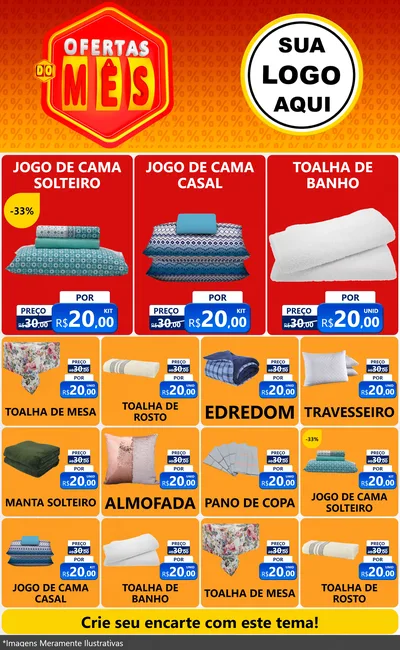 Modelo de Encarte para Encarte Grande com o tema Ofertas do Mês para Cama, Mesa e Banho