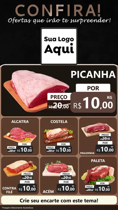 Modelo de Rede Social para Stories com o tema Confira! Ofertas que irão te surpreender! para Açougue