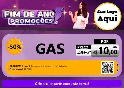 Modelo de Cartaz para Cartaz A4 Horizontal com o tema Fim de Ano Promoções para Água e gás