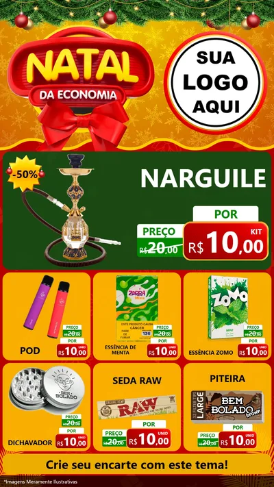 Modelo de Rede Social para Stories com o tema Natal da Economia para Tabacaria