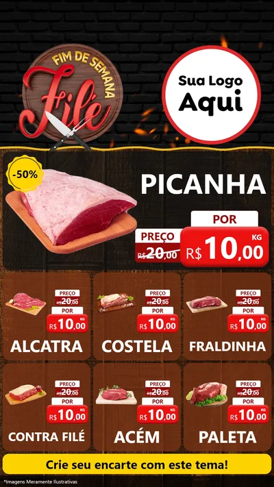 Modelo de Rede Social para Stories com o tema Fim de Semana Filé para Açougue