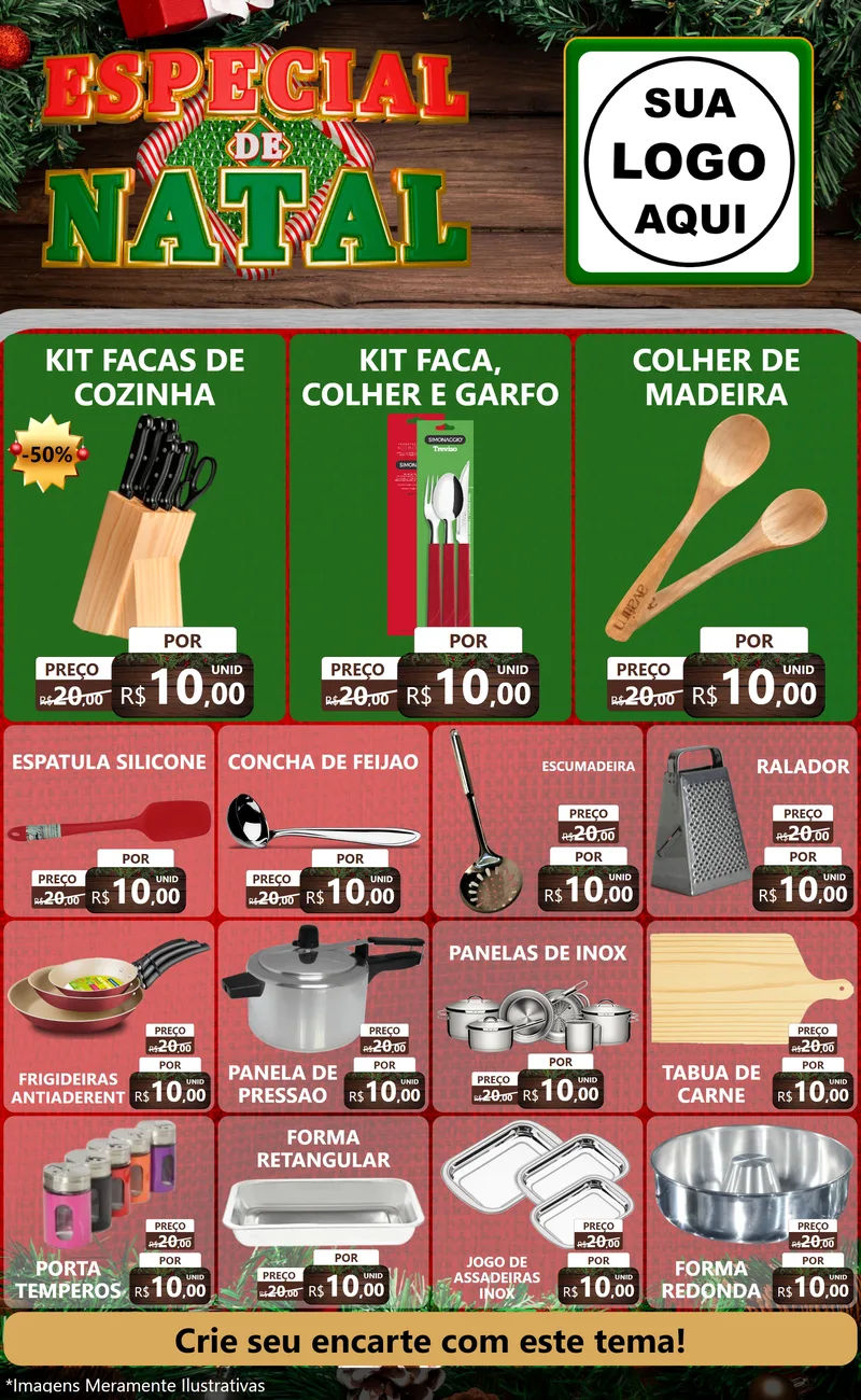 Modelo de Encarte para Encarte Grande com o tema Especial de Natal para Utilidades Domésticas