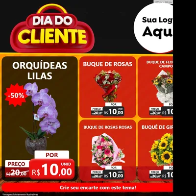 Modelo de Rede Social para Feed Facebook com o tema Dia do Cliente para Floricultura e jardim
