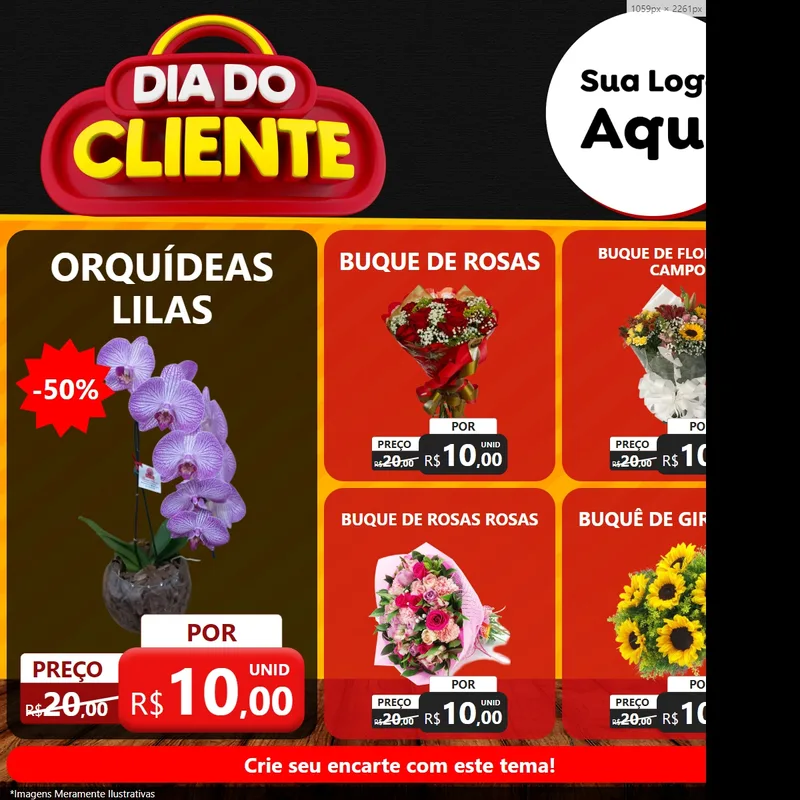 Modelo de Rede Social para Feed Facebook com o tema Dia do Cliente para Floricultura e jardim