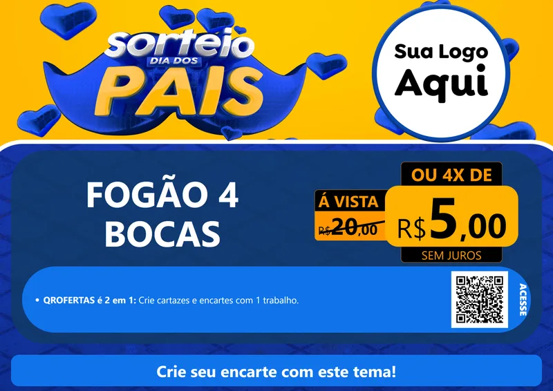 Modelo de Cartaz para Cartaz A4 Horizontal com o tema Sorteio Dia dos Pais para Móveis e Eletro