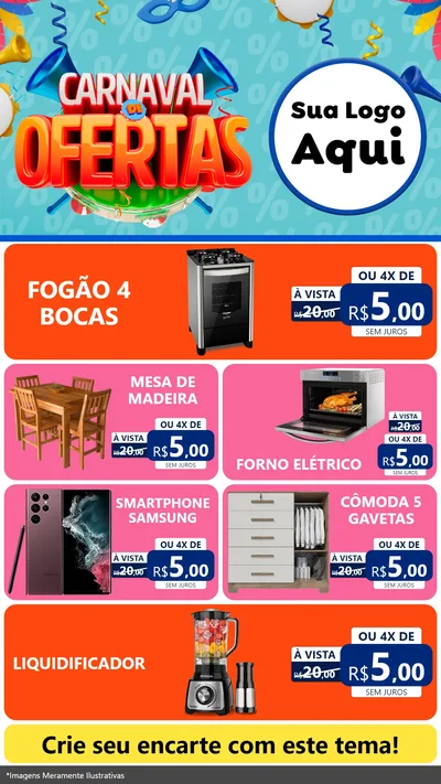 Modelo de TV para TV Vertical com o tema Carnaval de Ofertas para Móveis e Eletro