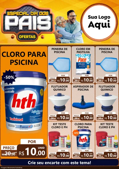 Modelo de Encarte para Encarte A4 Vertical com o tema Especial Dia dos Pais para Produtos para Piscina