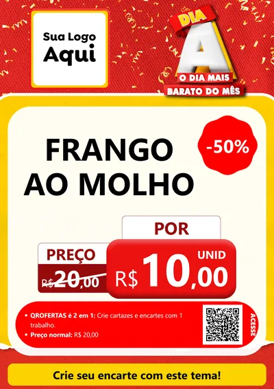 Modelo de Cartaz para Cartaz A4 Vertical com o tema Dia A o Dia Mais Barato do Mês para Restaurante