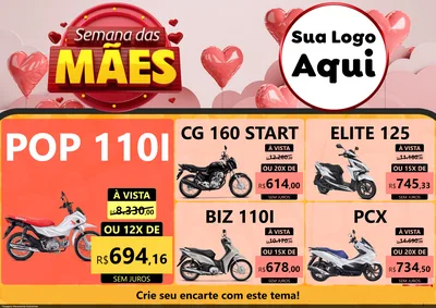 Modelo de Encarte para Encarte A4 Horizontal com o tema Semana das Mães para Concessionaria de Motos