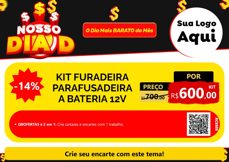 Modelo de Cartaz para Cartaz A4 Horizontal com o tema Nosso Dia D para Maquinas e Ferramentas