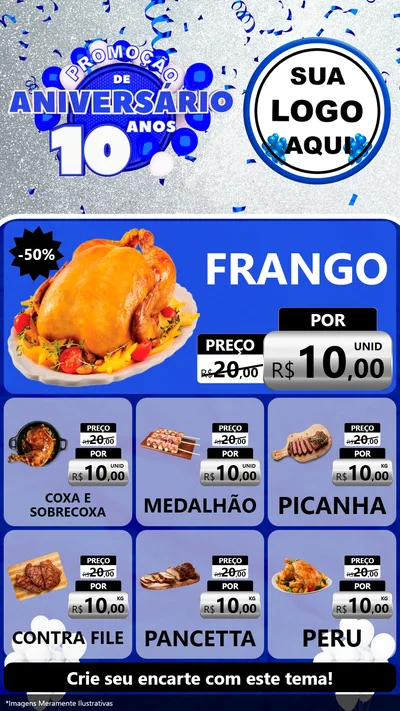 Modelo de Rede Social para Stories com o tema Promoção de Aniversário - 10 Anos para Assados