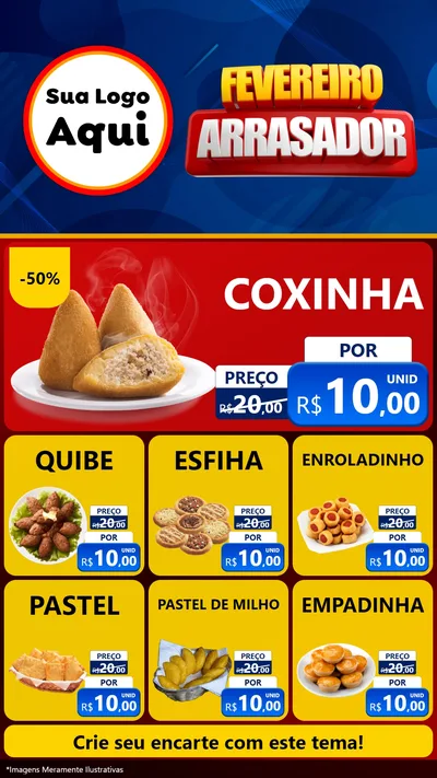 Modelo de Rede Social para Stories com o tema Fevereiro Arrasador para Salgadaria