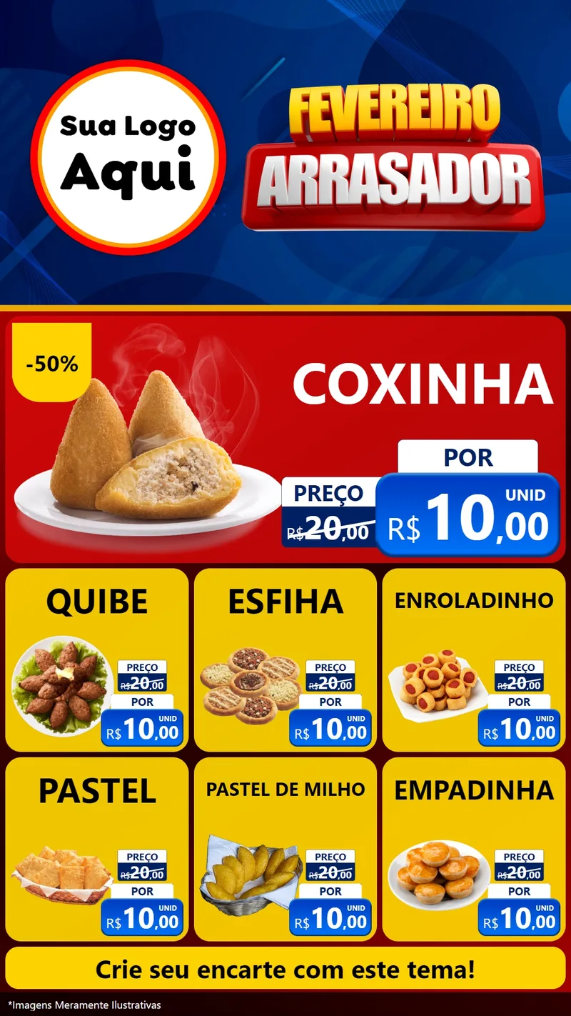 Modelo de Rede Social para Stories com o tema Fevereiro Arrasador para Salgadaria