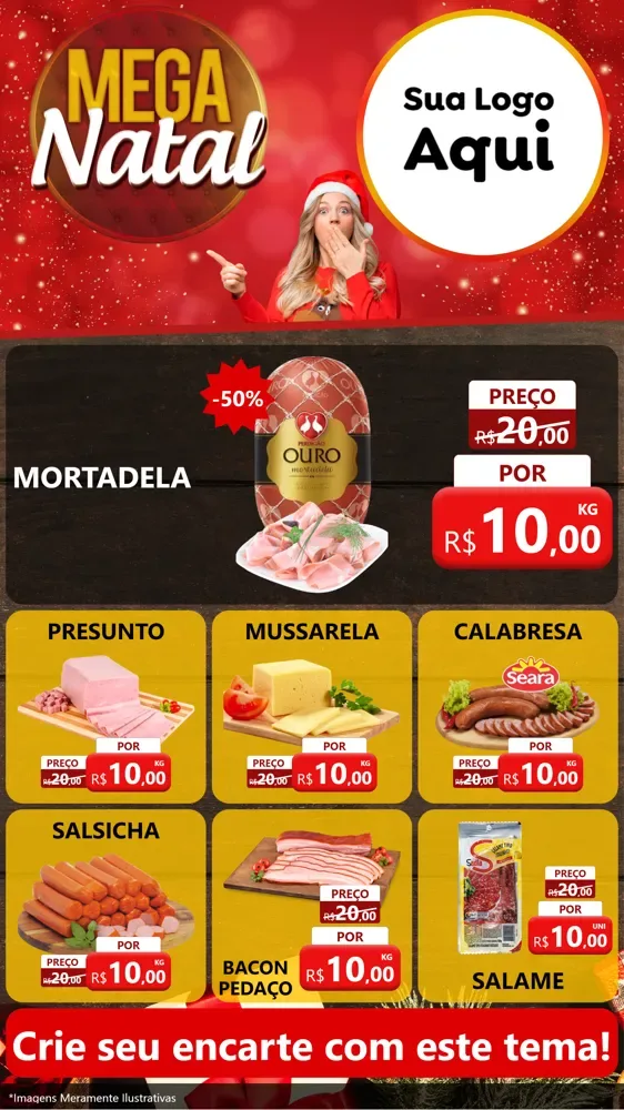 Modelo de Rede Social para Stories com o tema Mega Natal para Frios e Laticínios
