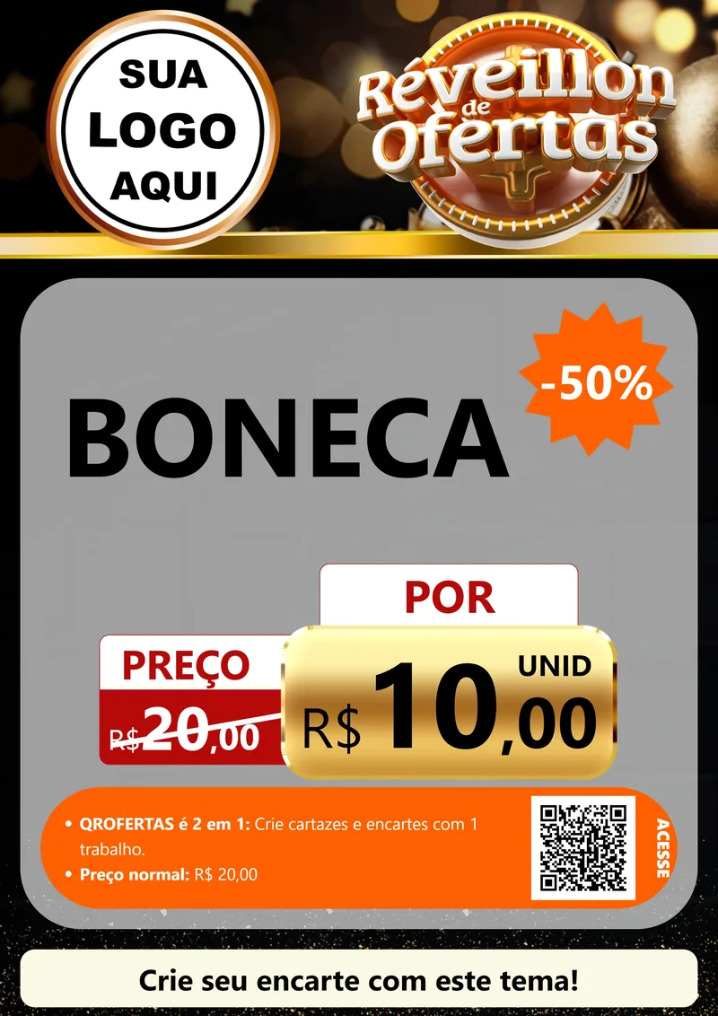 Modelo de Cartaz para Cartaz A4 Vertical com o tema Réveillon de Ofertas para Brinquedos
