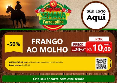 Modelo de Cartaz para Cartaz A4 Horizontal com o tema Especial Semana Farroupilha para Restaurante