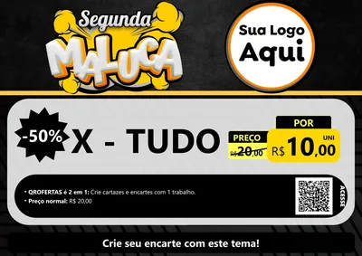 Modelo de Cartaz para Cartaz A4 Horizontal com o tema Segunda Maluca para Hamburgueria