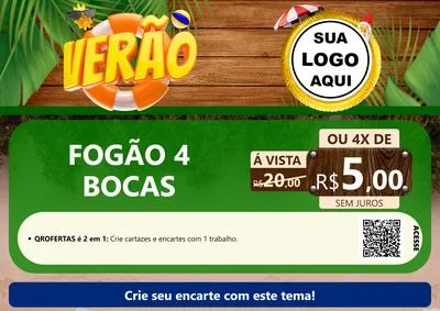 Modelo de Cartaz para Cartaz A4 Horizontal com o tema Verão para Móveis e Eletro