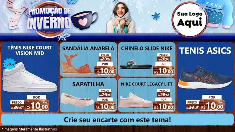 Modelo de TV para TV Horizontal com o tema Promoção de Inverno para Calçados