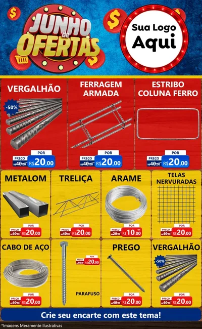 Modelo de Encarte para Encarte Grande com o tema Junho de Ofertas para Ferragens